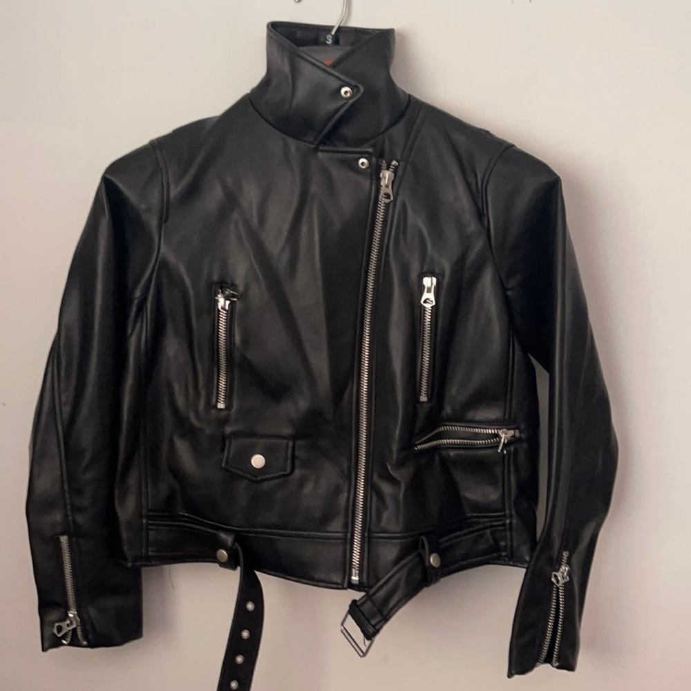 Zara outerwear, Moto PU jacket, size L